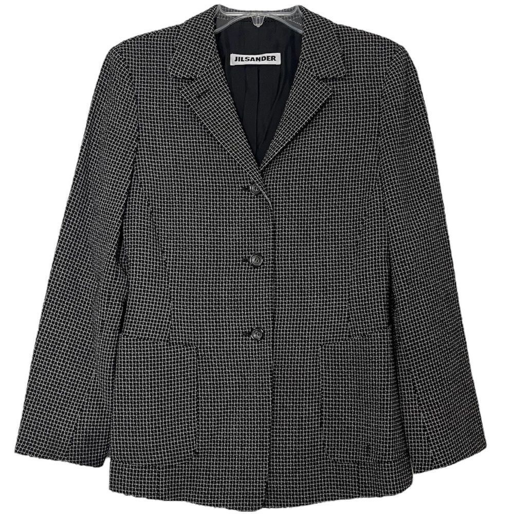 Jil Sander Wool Blazer Jacket Women’s 38 US Medium Black Check Made in Germany
